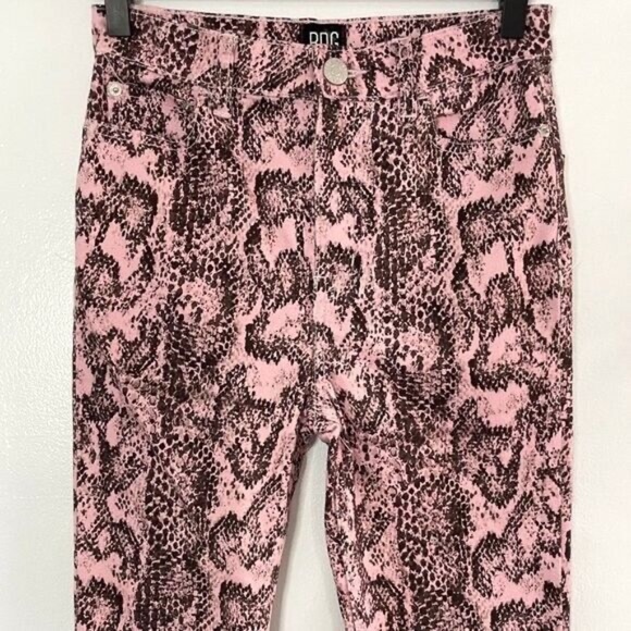BDG Urban Outfitters Snakeskin Print High Waisted Skinny Jeans Pink Size 24 - Picture 5 of 15